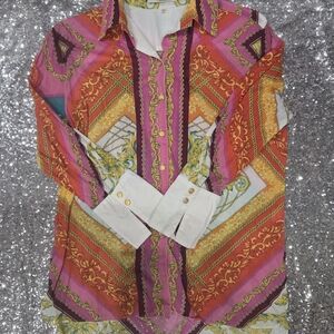 Colorful Geometric Button-Up Shirt